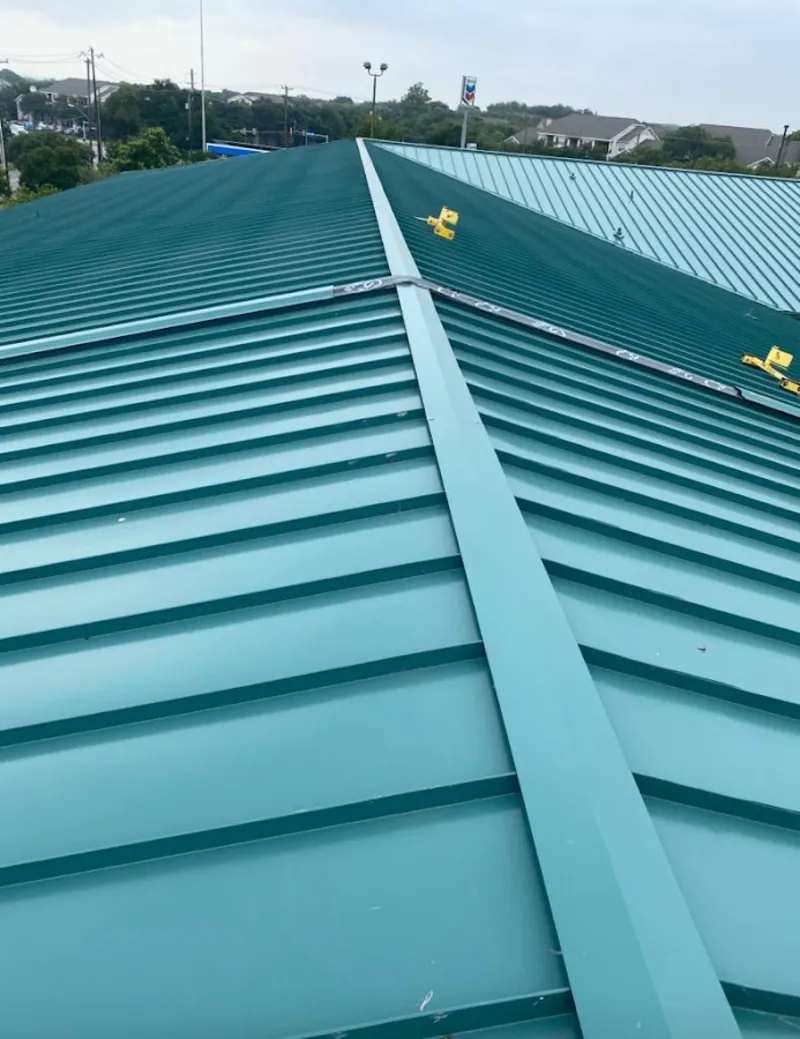Green commercial metal roof ridge and valley for Metal Roof Repair in West Manheim